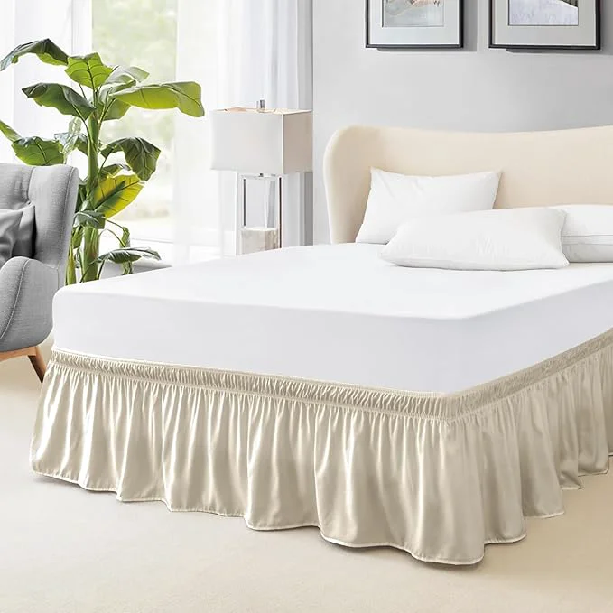 Responsible FreshCulture Twin Bed Skirt Elastic Wrap Around Bed Skirt Twin Size Bed Skirts for Adjustable Bed Easy Fit with 22 Inch Drop Length Hotel Quality Dust Ruffle for Twin Bed Cream Comfortable