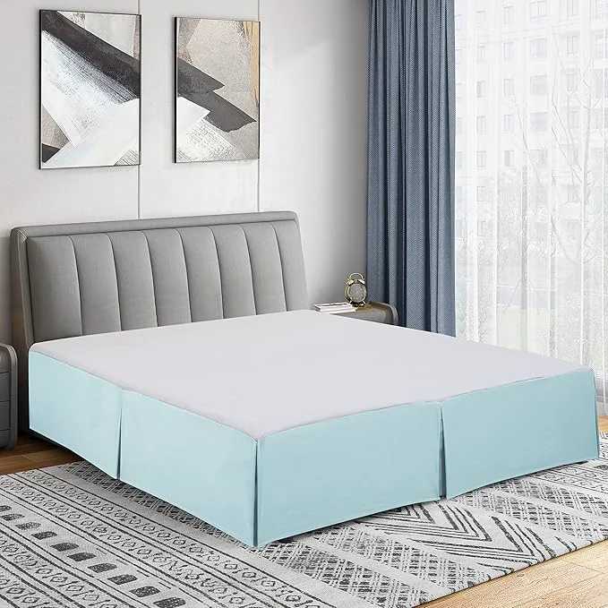 Comfortable Cathay Home Double Brushed Microfiber Pleated Easy Fit Bed Skirt Ultra Soft Fade and Wrinkle Resistant - Aqua Full Next-Generation