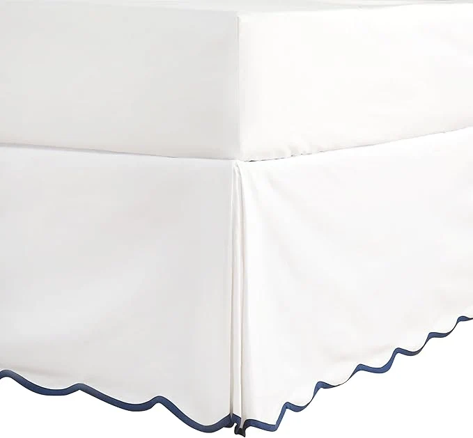 First-Class HIG Off White Chic Queen Bed Skirt - Easy Fit Scallop Edge Pleated Bedskirts 14 Inch Drop Anti-Slip Dust Ruffle Thick Fabric for Enhanced Privacy Pre-Washed for Long-Lasting Use N60022 Lightweight