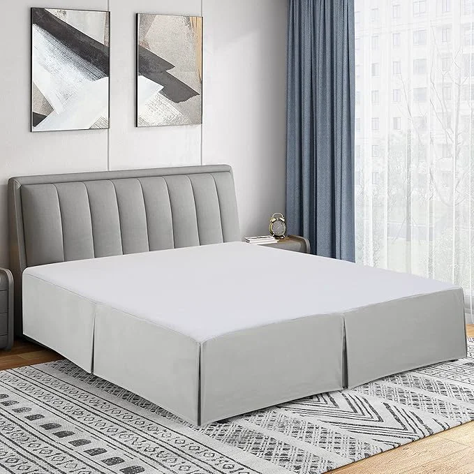 Versatile Cathay Home Double Brushed Microfiber Pleated Easy Fit Bed Skirt Ultra Soft Fade and Wrinkle Resistant - Light Grey California King Durable