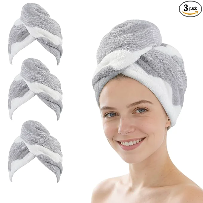 Efficient SINLAND Microfiber Hair Drying Cap Hair Towel Turban Twist Safe