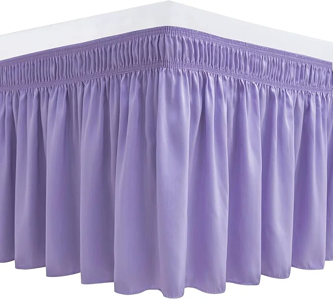 Specialty Biscaynebay Wrap Around Bed Skirts for King amp Cal King Beds Short Drop of 12 quot Lavender Adjustable Elastic Dust Ruffles Easy Fit Wrinkle Resistant Silky Luxurious Fabric Machine Washable Soft