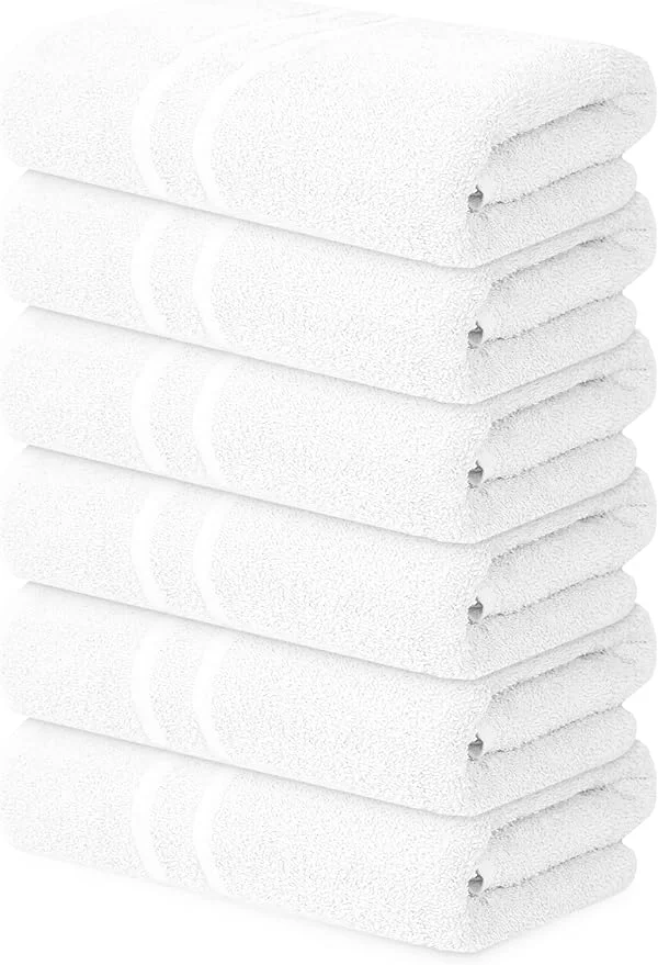 Authentic Basic Medium Bath Towels 24x48 Inches – Pack of 6 – White Color – Soft and Detailed