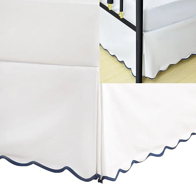 Innovative HIG King Bed Skirt - Easy Fit Scallop Edge Pleated Bedskirts with Spilt Coner 12 Inch Drop Anti-Slip Dust Ruffle Thick Fabric for Enhanced Privacy Pre-Washed for Long-Lasting Use Machine Washable Minimalist