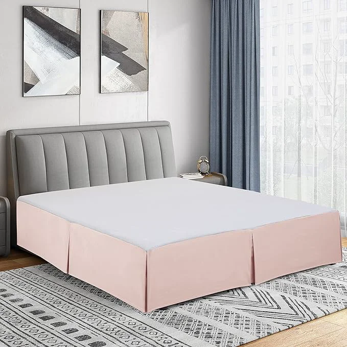 High-End Cathay Home Double Brushed Microfiber Pleated Easy Fit Bed Skirt Ultra Soft Fade and Wrinkle Resistant - Blush Twin World-Class