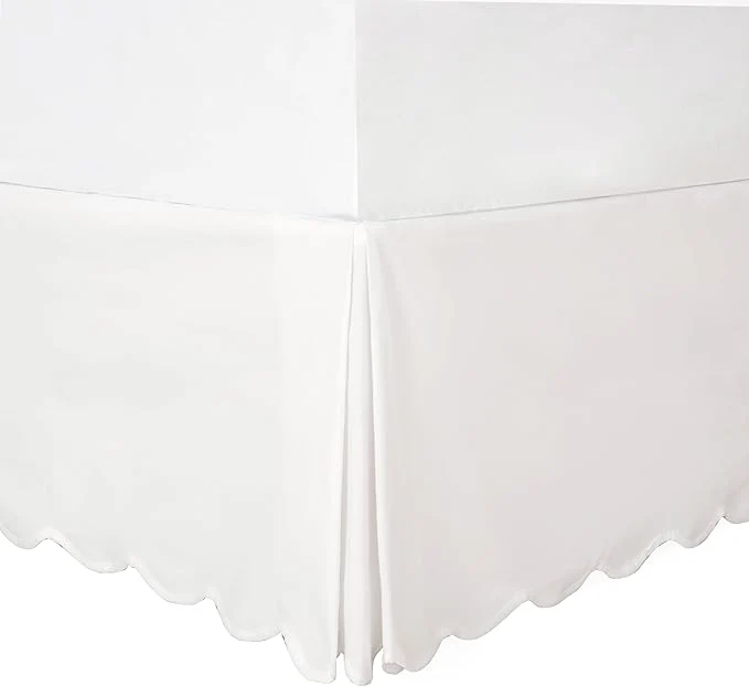 Sophisticated HIG Off-White Chic Twin XL Bed Skirt - Easy Fit Scallop Edge Pleated Bedskirts 14 Inch Drop Anti-Slip Dust Ruffle Thick Fabric for Enhanced Privacy Pre-Washed for Long-Lasting Use N60022 Solid