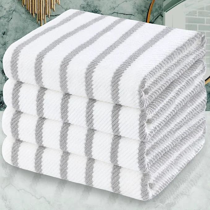 High-Performance Grey and White Bath Towels Trendy