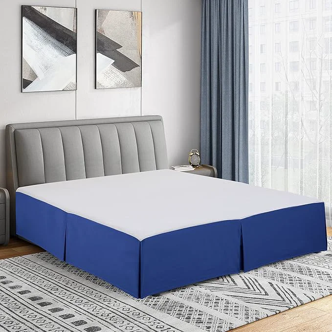 Classic Cathay Home Double Brushed Microfiber Pleated Easy Fit Bed Skirt Ultra Soft Fade and Wrinkle Resistant - Royal Blue Queen Prestigious