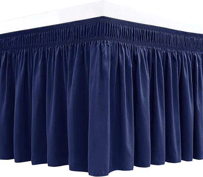High-Performance Biscaynebay Wrap Around Bed Skirts for King amp Cal King Beds 22 quot Long Drop Navy Adjustable Elastic Dust Ruffles Easy Fit Wrinkle Resistant Silky Luxurious Fabric Machine Washable Prestigious