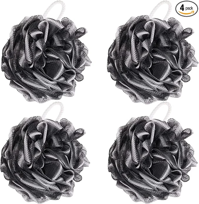 Fine Crafted BTYMS 4 Pieces Loofah Sponge Shower Puff Exfoliating Bath Sponge 60g Mesh Pouf Verified