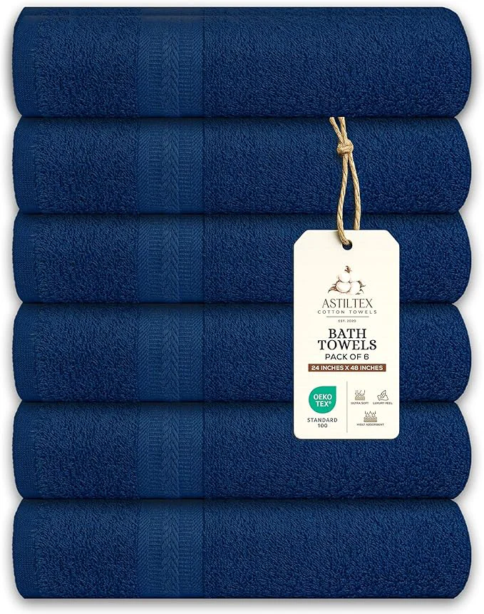 Official Medium Bath Towels Pack of 6 – 24x48 Inches – Soft Quick Dry Highly High-End