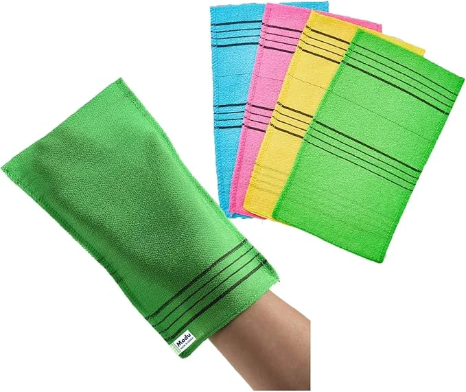 High-Grade Modu Korean Exfoliating Mitts Large 4PCS – Exfoliating Gloves Body Scrubber Functional