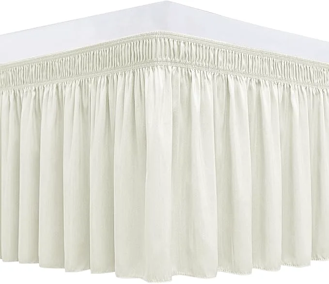 Authentic Biscaynebay Wrap Around Bed Skirts for Full amp Full XL Beds 11 quot Short Drop Ivory Adjustable Elastic Dust Ruffles Easy Fit Wrinkle Resistant Silky Luxurious Fabric Machine Washable Elegant