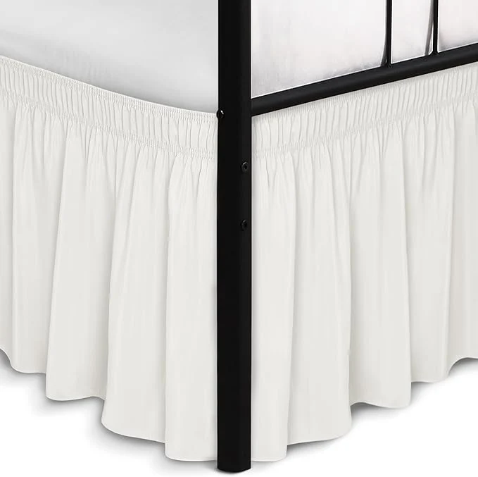 High-Performance Biscaynebay Wrap Around Bed Skirts with Split Corners for King Beds 18 quot Drop Ivory Adjustable Elastic Dust Ruffles Easy Fit Wrinkle Resistant Silky Luxurious Fabric Machine Washable Professional