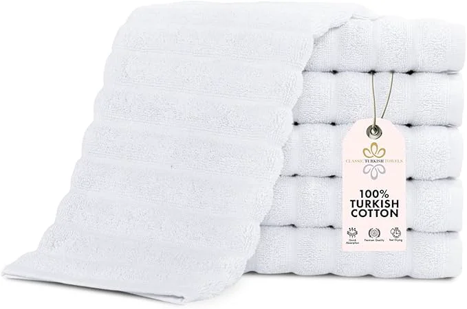 Selected Classic Turkish Towels CTT Luxurious Turkish Cotton Washcloths 6 Pack First-Class