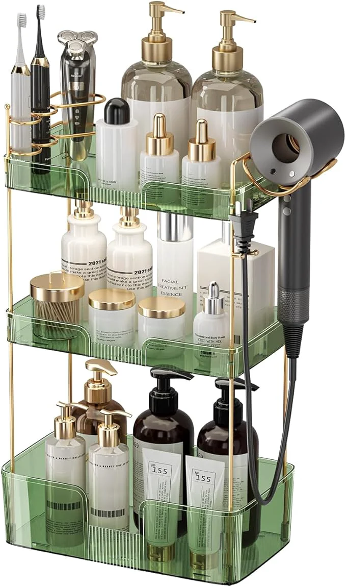 Traditional Akinbas 3 Tier Bathroom Organizer Countertop Makeup Perfume Tray Skincare Solid