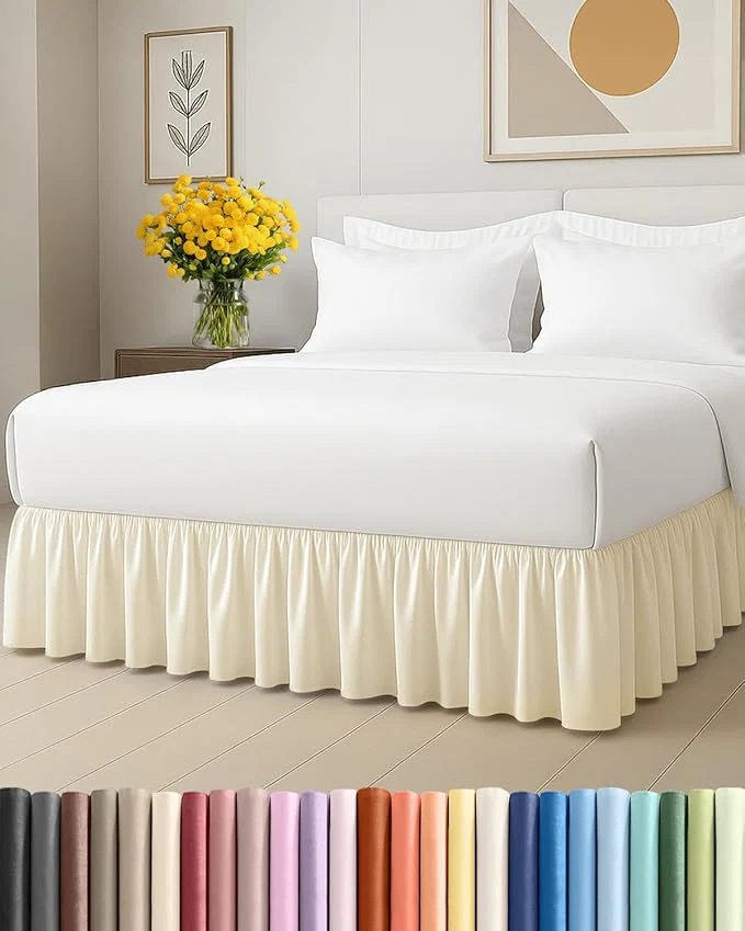 Contemporary Bedskirt King Size Ruffle - 15 inch Drop Dust Ruffle Bed Skirt with Platform - Ultra-Soft Easy Fit Premium Hotel Quality - Wrinkle Fade amp Shrink Resistant - For Women Men Kids amp Teens - Off White Refined
