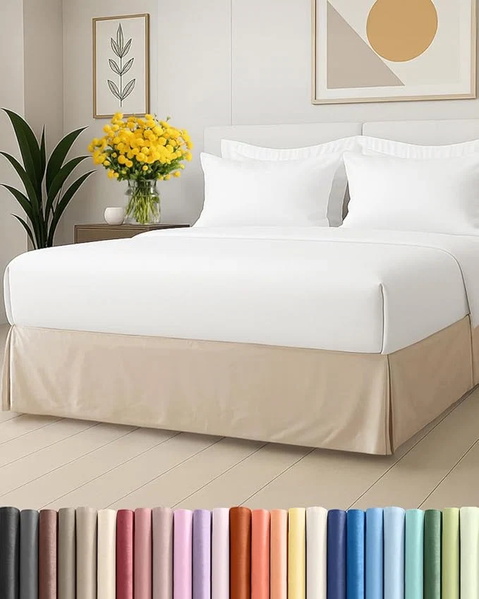 Responsible Pleated Bed Skirt Queen Size - 3 Sided Pleated Bed Skirt Queen - Ultra-Soft Easy Fit with 18 Inch Tailored Drop - Hotel Quality Wrinkle amp Fade Resistant - For Women Men Kids and Teens - Cream Top-Quality