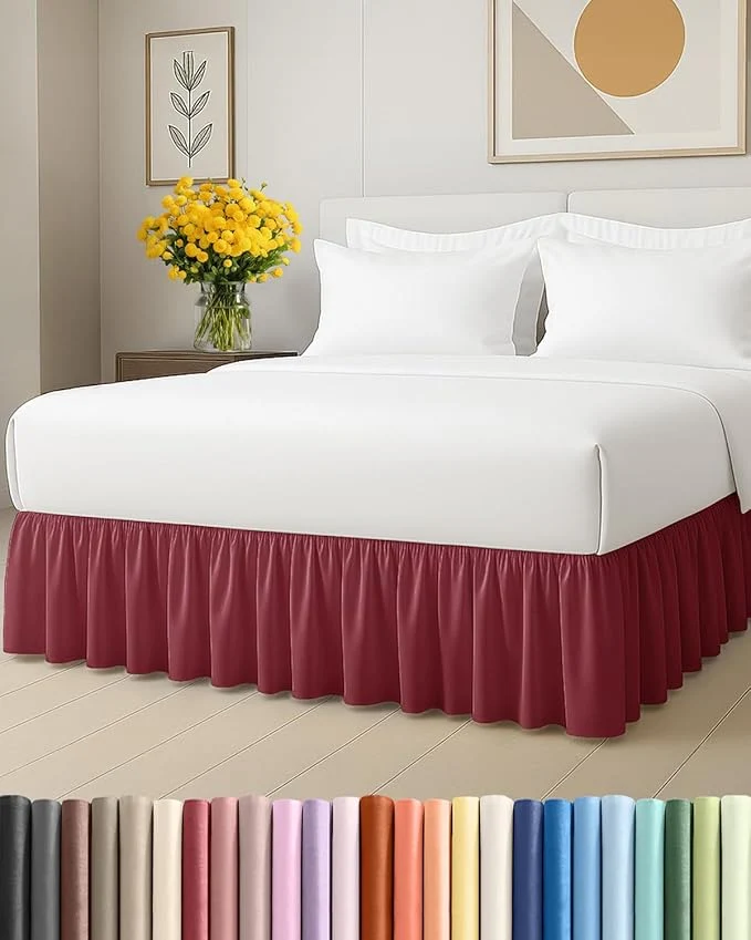 Responsible Bedskirt Queen Size Ruffle - 18 inch Drop Dust Ruffle Bed Skirt with Platform - Ultra-Soft Easy Fit Premium Hotel Quality - Wrinkle Fade amp Shrink Resistant - For Women Men Kids amp Teens - Burgundy Professional