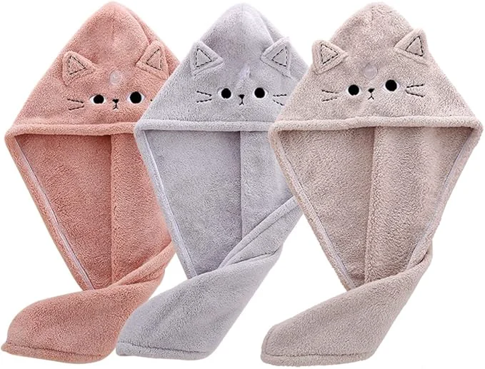 Soft Cute Cat Microfiber Hair Towel Wrap Superior