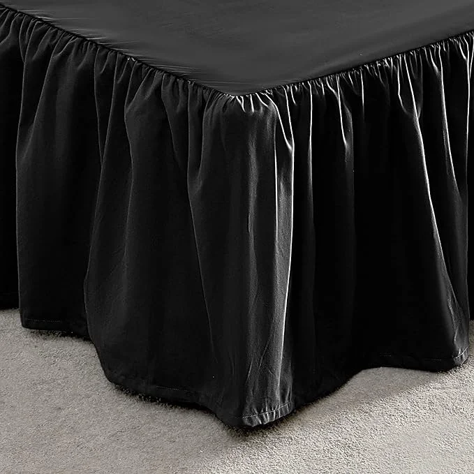 Premium SLEEP ZONE Ruffled Bed Skirts King Size Anti-Static Bedskirt Dust Ruffles with 15 inches Tailored Drop Easy Fit Fade Resistant Black King Carefully Designed
