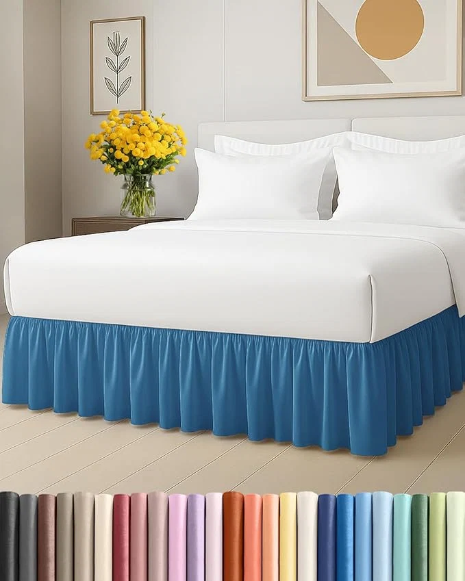 Traditional Bedskirt Twin Size Ruffle - 15 inch Drop Dust Ruffle Bed Skirt with Platform - Soft Easy Fit Premium Hotel Quality - Wrinkle Fade amp Shrink Resistant - for Women Men Kids and Teens - Denim Blue Original Design