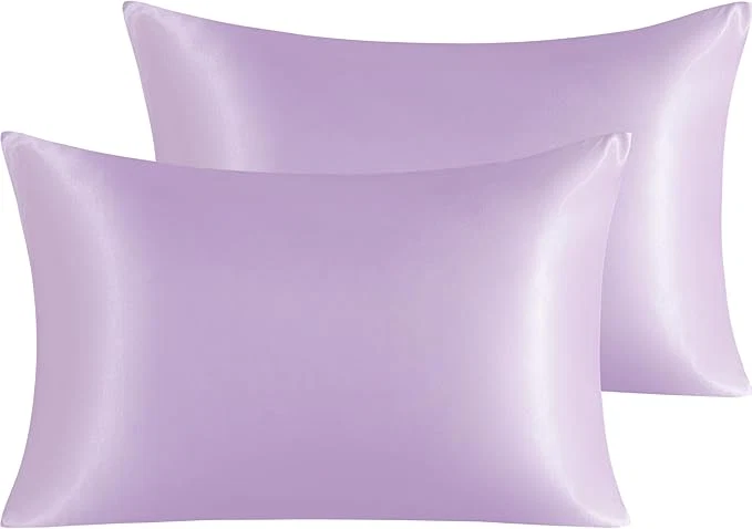 Enhanced NTBAY 2 Pack Satin Standard Pillowcases for Hair and Skin Luxurious and Silky Pillow Cases with Envelope Closure 20x26 Inches Light Purple Outstanding