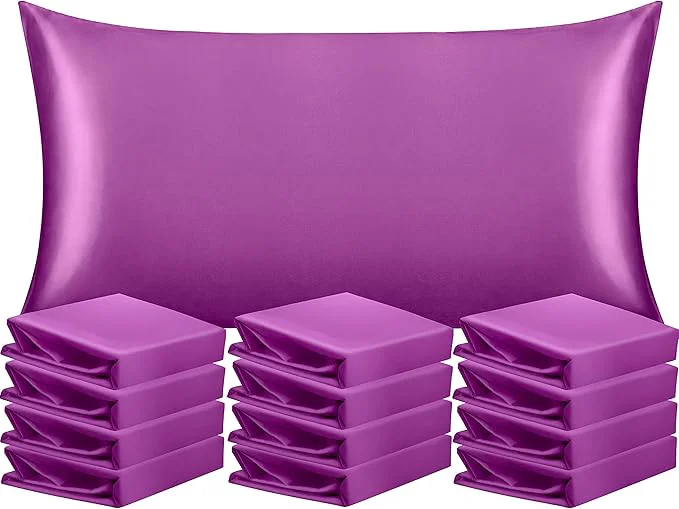 Selected NTBAY 12 Pack Satin King Pillowcases for Hair and Skin Luxurious and Silky Pillow Cases with Envelope Closure 20 x 36 Inches Purple Carefully Designed