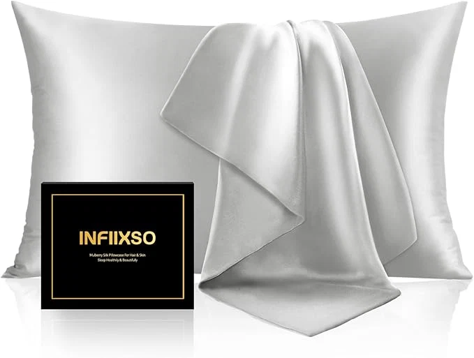 Sophisticated INFIIXSO Mulberry Silk Pillow Case King Size Silk Pillowcase with Hidden Zipper 20 quot x36 quot Smooth and Soft Pillow Cases for Hair and Skin Light Grey 1 Pack Recyclable