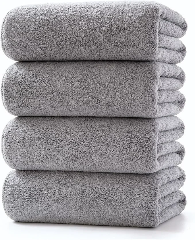 Advanced Lumimi Towels 4 Piece Soft Microfiber Bath Towel Set Salon Gym Yoga Travel Elegant