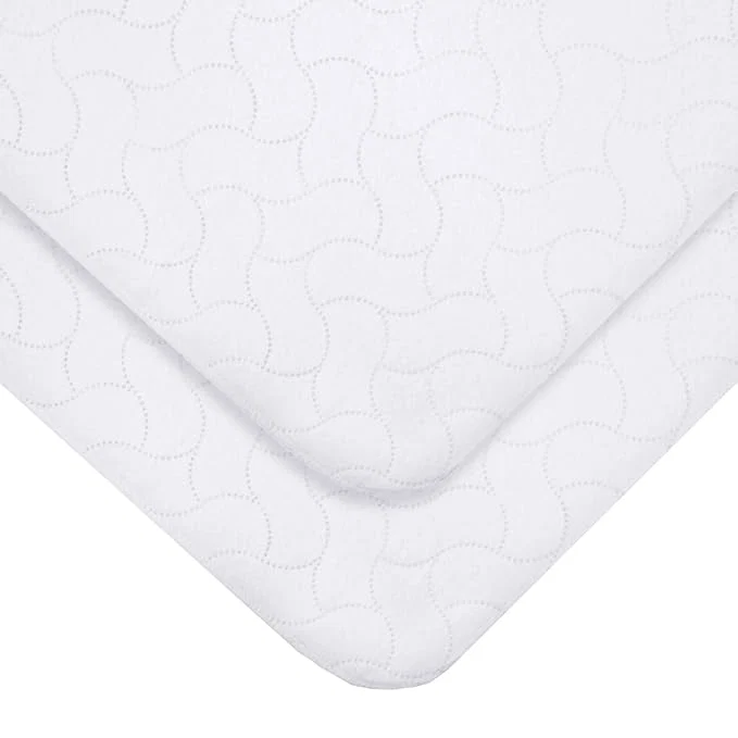 Detailed American Baby Company 2 Pack Waterproof Flat Reusable Bassinet Mattress Pad Protector Embossed Quilt-Like Bassinet Protective Mattress Pad Cover for Babies Adults and Pets White 15 quot x 33 quot Smooth