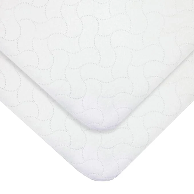Elite American Baby Company 2 Pack Waterproof Reusable Embossed Quilt-Like Flat Crib Protective Mattress Pad Cover for Babies Adults and Pets White Trendy