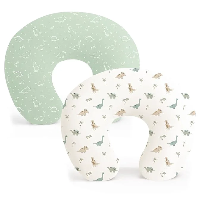 Proven Konssy 2 Pack Nursing Pillow Covers Stretchy and Soft Nursing Cover for Breastfeeding Pillows Pillow Slipcover for Baby Girls Boys Newborn Dino Jungle Sage Enhanced