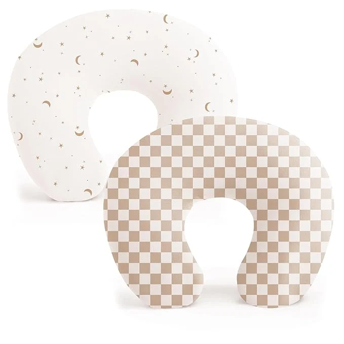 Excellent Konssy 2 Pack Nursing Pillow Covers Stretchy and Soft Nursing Cover for Breastfeeding Pillows Pillow Slipcover for Baby Girls Boys Newborn Moon Coffee Check Casual