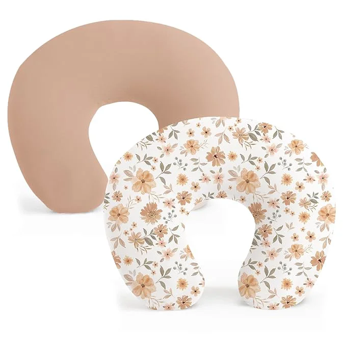Carefully Designed Konssy 2 Pack Nursing Pillow Covers Stretchy and Soft Nursing Cover for Breastfeeding Pillows Pillow Slipcover for Baby Girls Boys Newborn Beige Watercolour-Flower Practical