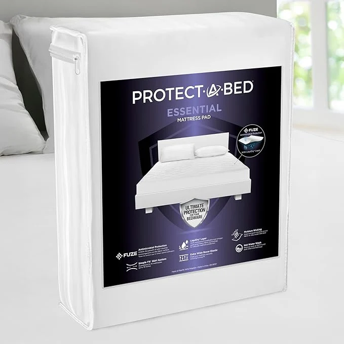 Next-Generation Protect-A-Bed Essential Mattress Pad Queen Waterproof Dust Mite Barrier Mattress Pad Breathable amp Quiet Antimicrobial Fits 11 quot -18 quot Mattresses Elegant