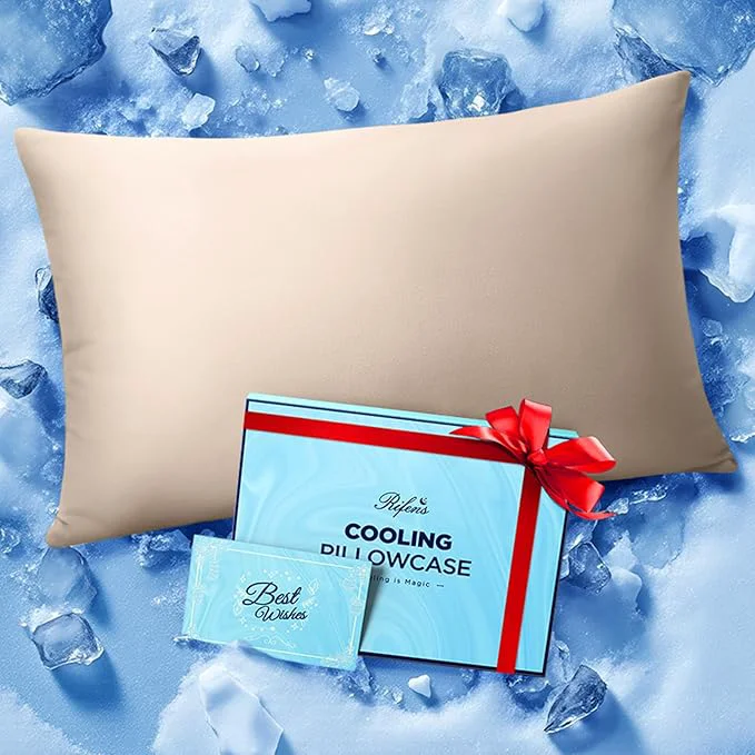 Trusted Ice Cooling Pillowcase for Hot Sleepers Instantly Cool Stays Cold All Night Softer Than Silk Pillow Cases Pillow Covers with Invisible Zipper Gift for Men amp Women - King Size Beige 1 Pack Eco-Friendly
