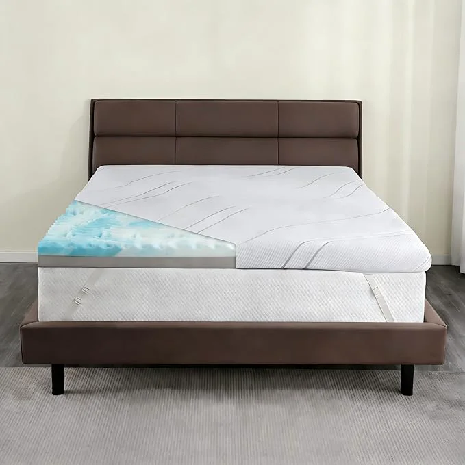 Elite Extra Firm Mattress Topper 4 Inch Queen Size Premium Cooling Gel Egg Crate Bamboo High Density Support Mattress Topper with Removable Cover Bed Topper for Pain Relief CertiPUR-US 80x60 Comfortable