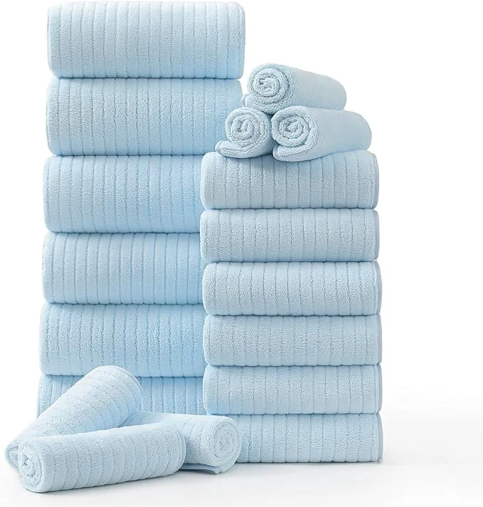 Secure Hailea 18 Piece Family Bath Towel Set Include 6 Bath Towels 6 Hand Towels and Prestigious