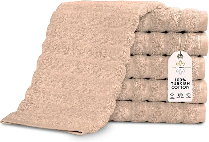 Secure Classic Turkish Towels CTT Luxurious Turkish Cotton Washcloths 6 Pack Professional