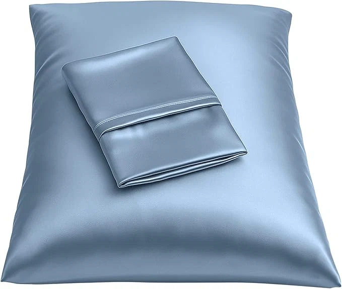 Contemporary BLISSFORD Satin Pillowcase with Zipper for Hair and Skin Care Feels Soft and Cool Like a Silk Pillowcase Satin Pillow Cases 2 Pack Slik Pillow Cover Slate Blue - Queen Size Set of 2 Lightweight