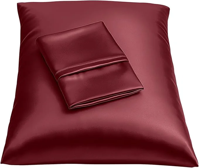 Dependable BLISSFORD Satin Pillowcase with Zipper for Hair and Skin Care Feels Soft and Cool Like a Silk Pillowcase Satin Pillow Cases 2 Pack Slik Pillow Cover Burgundy Standard Set of 2 Smooth