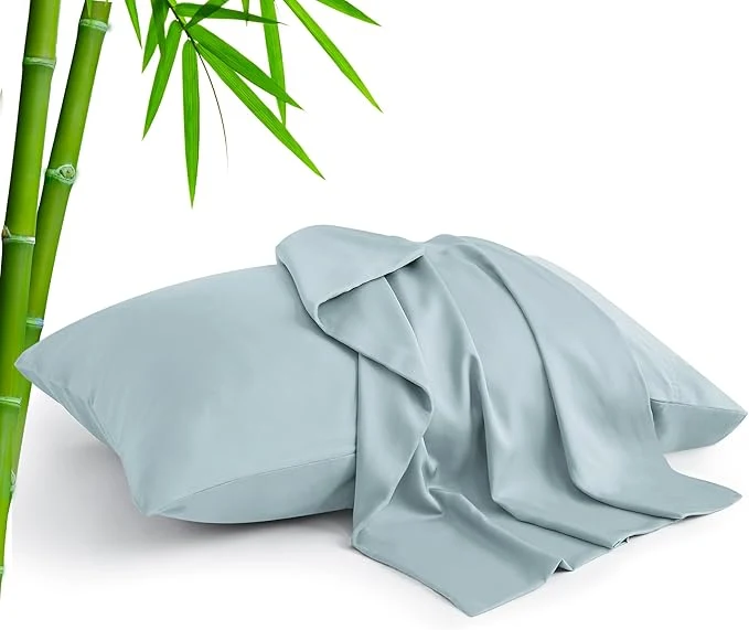 Lightweight BEDELITE Pillow Cases Standard Size Set of 2 Rayon Derived from Bamboo Cooling Pillow Cases for Hot Sleepers amp Night Sweats Breathable and Silky Soft Envelope Pillowcases Haze Blue 20 quot x26 quot Reliable