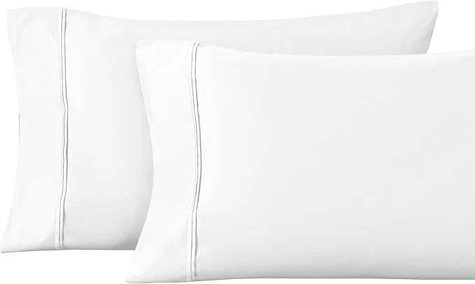 Relaxed 1200 Thread Count Egyptian Cotton Soft and Breathable 2-Piece Standard Pillowcase Set Solid White Exceptional