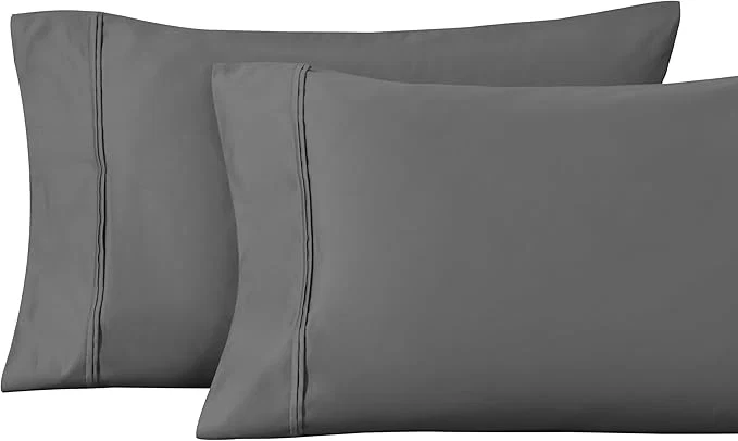 Innovative Superior 1200 Thread Count Egyptian Cotton Soft and Breathable 2-Piece King Pillowcase Set Solid Charcoal First-Class