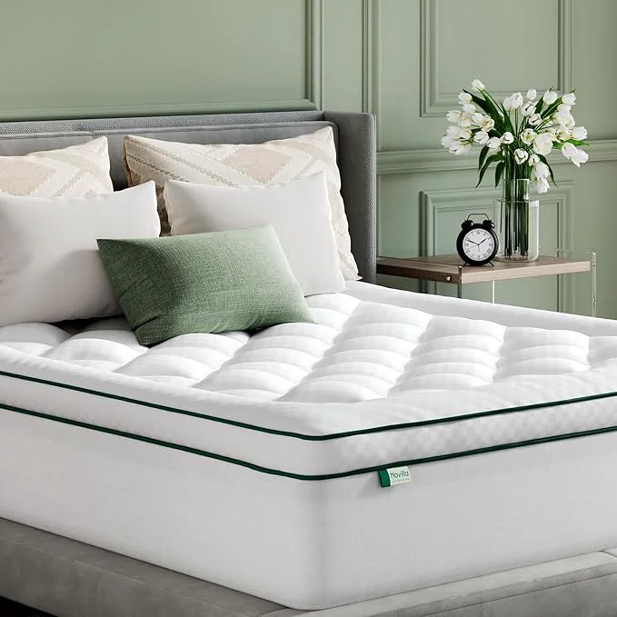 Relaxed Novilla Full Mattress Topper Soft Pillow Top for Dorm Bed Breathable Quilted Mattress Pad Cover with Deep Pocket Down Fill Machine Washable Back to School Essentials Environmentally Friendly