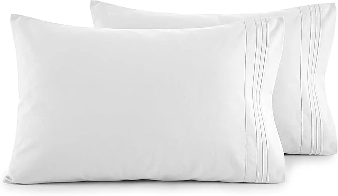 Practical Elegant Comfort Luxury Ultra-Soft 2-Piece Pillowcase Set - 1500 Premium Hotel Quality Microfiber Double Brushed - Wrinkle Resistant Standard Queen White Responsible