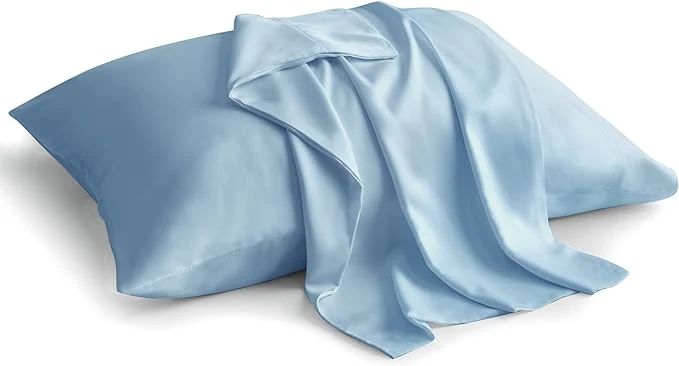 Certified BEDELITE King Size Pillow Cases Set of 2 Rayon Derived from Bamboo Cooling Pillow Cases for Hot Sleepers amp Night Sweats Breathable and Silky Soft Envelope Pillowcases Blue 20 quot x40 quot Fine