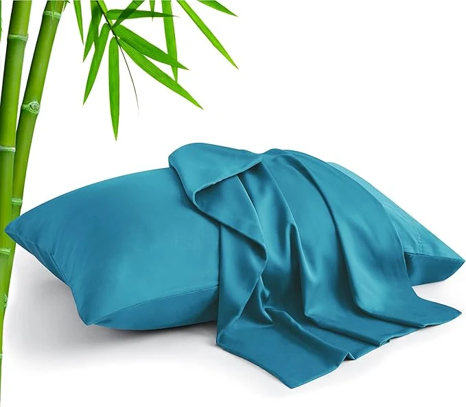 Organic BEDELITE Pillow Cases Standard Size Set of 2 Rayon Derived from Bamboo Cooling Pillow Cases for Hot Sleepers amp Night Sweats Breathable Silky Soft Envelope Pillowcases Teal 20 quot x26 quot Elite