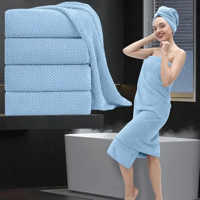 Certified Extra Large Bath Towel Set of 4 Oversized Bath Sheet Super Soft Highly Refined